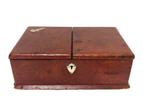 Antique Leather and Silver Cigar Box Humidor