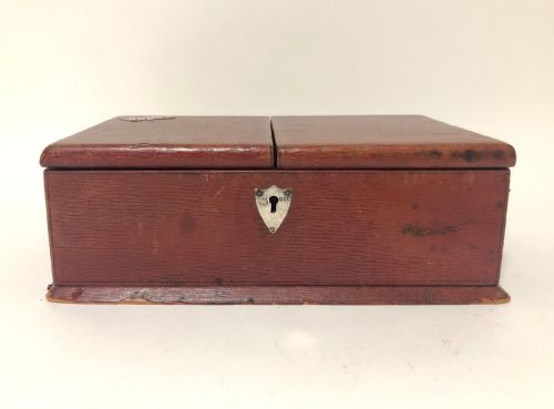 fig 1. Antique Leather and Silver Cigar Box Humidor