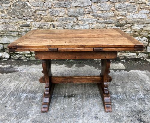 Antique Oak Draw Leaf Extending Refectory Table