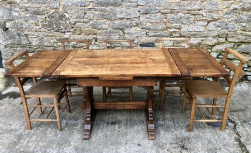 fig 2. Antique Oak Draw Leaf Extending Refectory Table