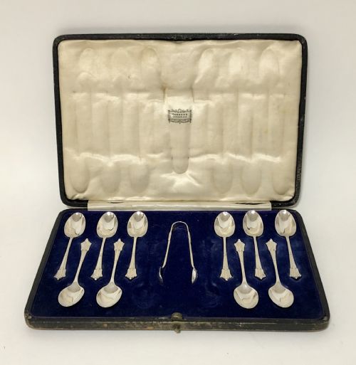 Set of Art Deco Solid Silver Teaspoons by Harrods
