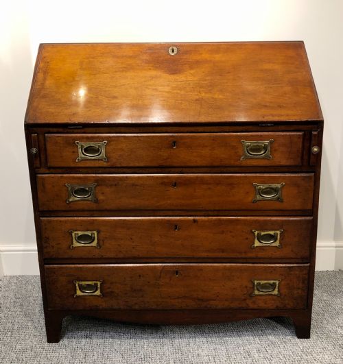 Antique Georgian Mahogany Bureau with Military Style Handles