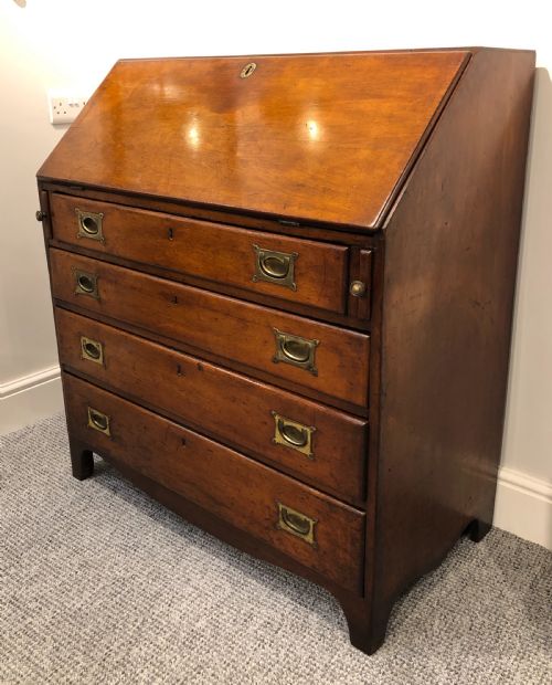 fig 1. Antique Georgian Mahogany Bureau with Military Style Handles