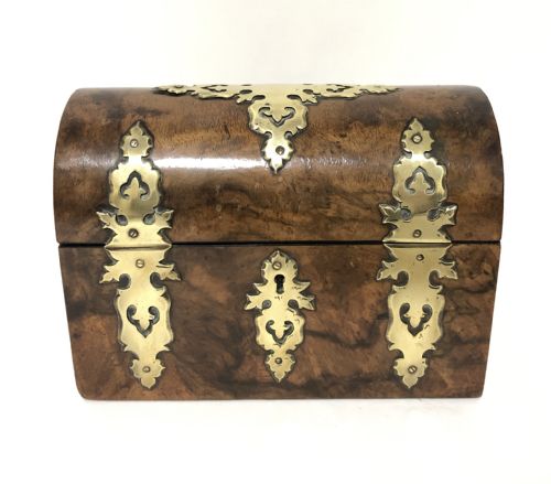 Victorian Walnut Brass Bound Stationery Box
