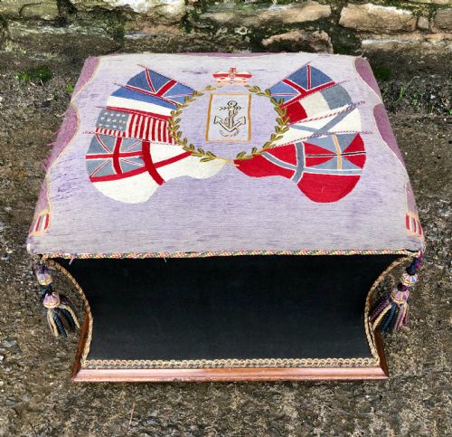 fig 1. Antique Ottoman with Naval Embroidery