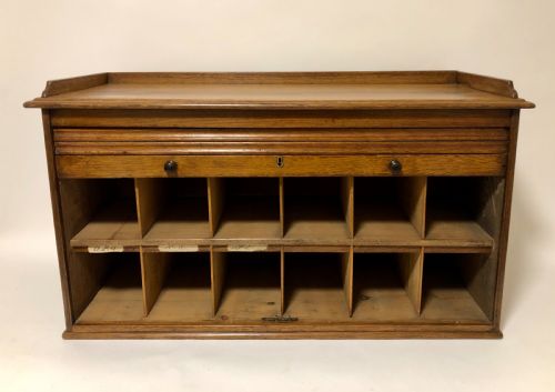Antique Oak Tambour Fronted Filing Cabinet