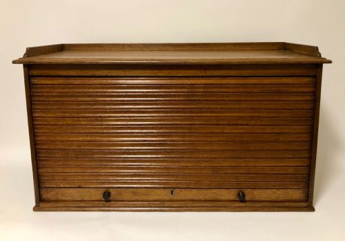 fig 1. Antique Oak Tambour Fronted Filing Cabinet
