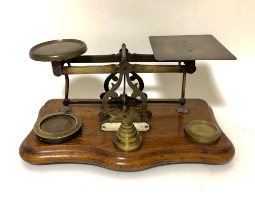 Antique Brass Postal Letter Scales and Weights