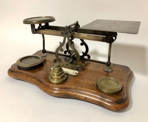 fig 1. Antique Brass Postal Letter Scales and Weights