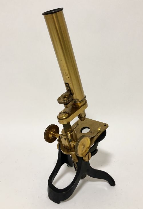 fig 2. Antique Victorian Brass Bar Limb Microscope in Box