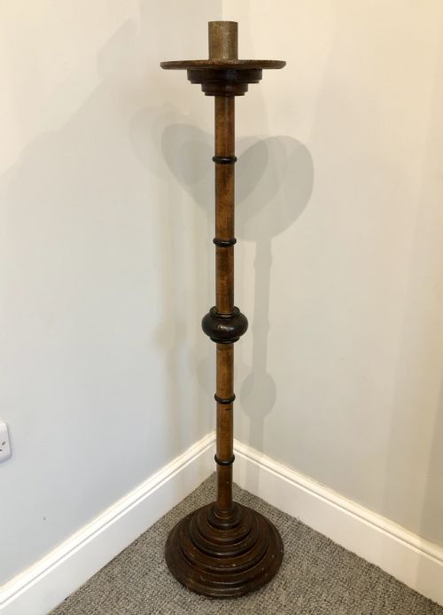 Large Antique Wooden Church Candlestick