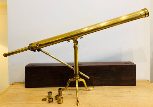 Antique Dollond 3 Inch Library Telescope on Tripod in Box