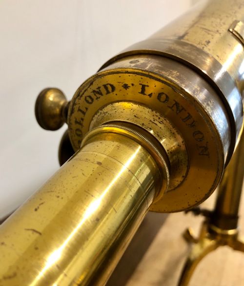 fig 1. Antique Dollond 3 inch Library Telescope on Tripod in Box
