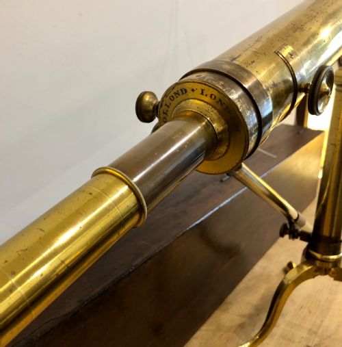 fig 3. Antique Dollond 3 inch Library Telescope on Tripod in Box