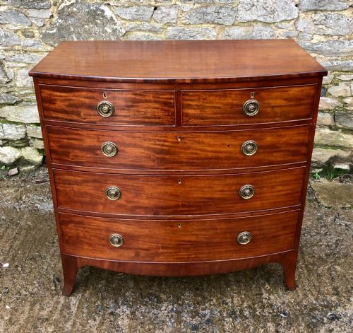 fig 1. Regency Mahogany Bow Front Chest of Drawers