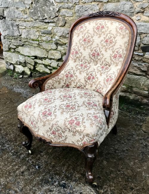 Antique Ladies Upholstered Armchair