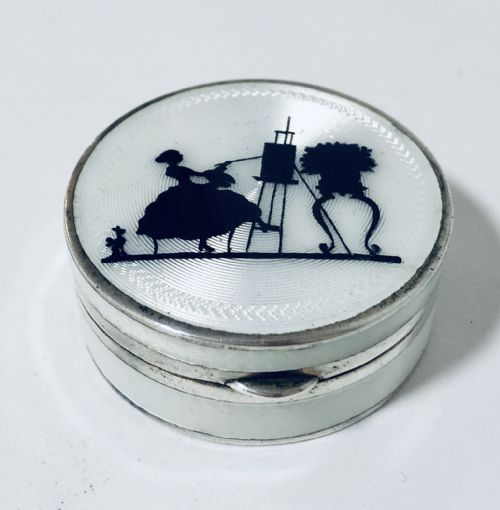 Art Deco Silver and Guilloche Enamel Patch Box