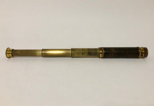 fig 1. Antique 3 Draw Leather and Brass Telescope