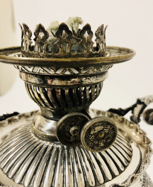 fig 3. Victorian Silver Plated Evered's Oil Lamp