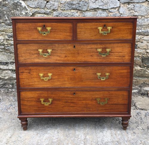 Antique Mahogany Military Campaign Chest of Drawers