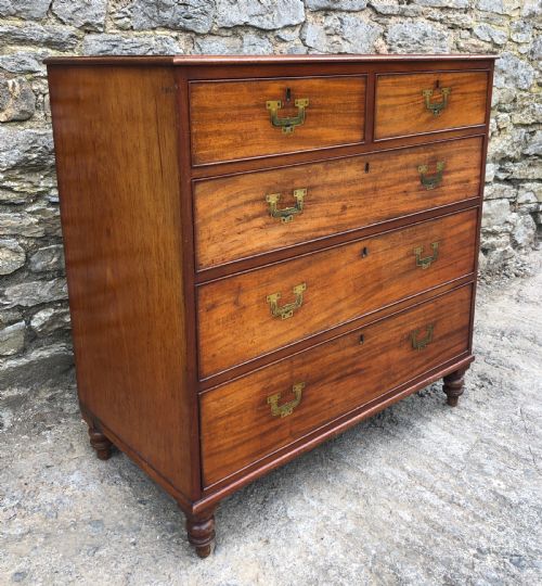 fig 1. Antique Mahogany Military Campaign Chest of Drawers