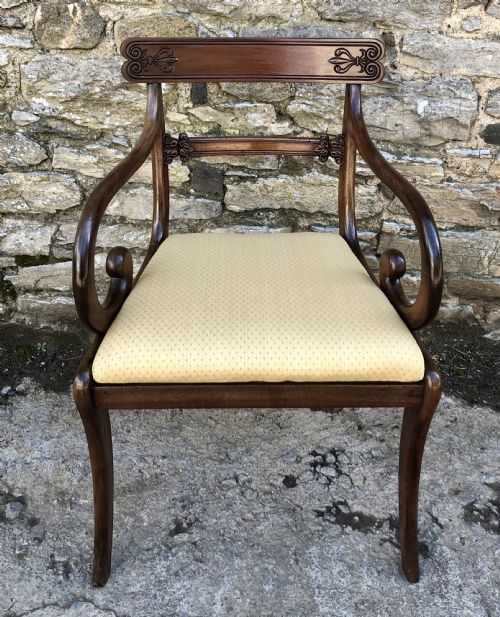 fig 1. Regency Mahogany Scroll Arm Carver Chair