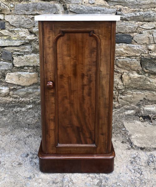 fig 1. Antique Victorian Mahogany Marble Top Bedside Cupboard