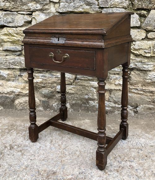 Antique Oak Clerks Desk on Stand