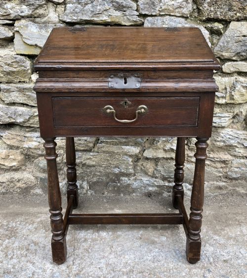 fig 1. Antique Oak Clerks Desk on Stand