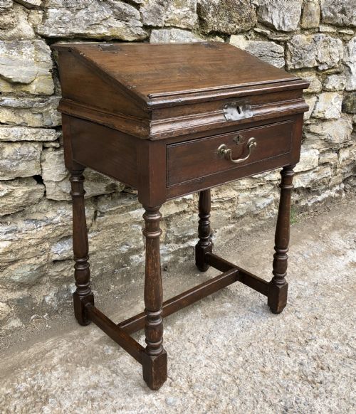 fig 2. Antique Oak Clerks Desk on Stand