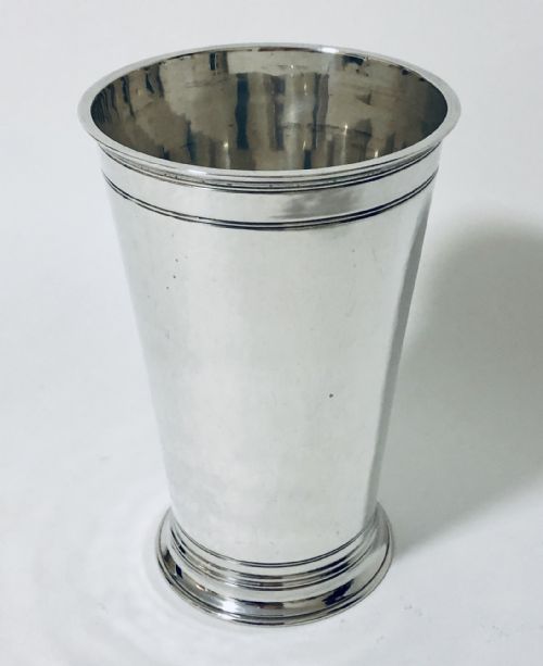 Antique Solid Silver Planished Beaker