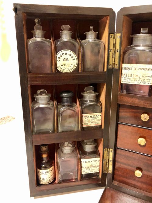 fig 2. Georgian Apothecary Cabinet Box with Contents