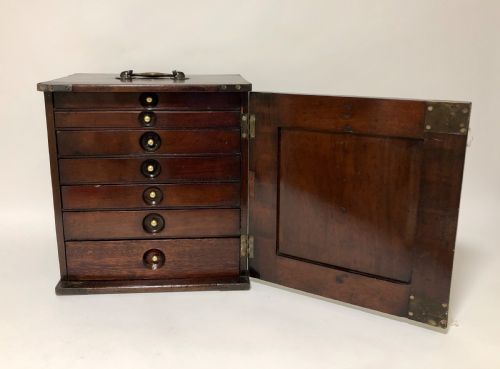 Victorian Mahogany Collectors Cabinet Drawers with Locking Door