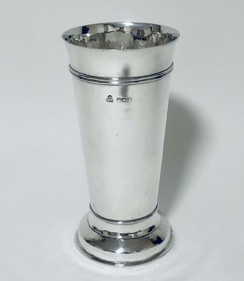 Large Antique Solid Silver Beaker Vase