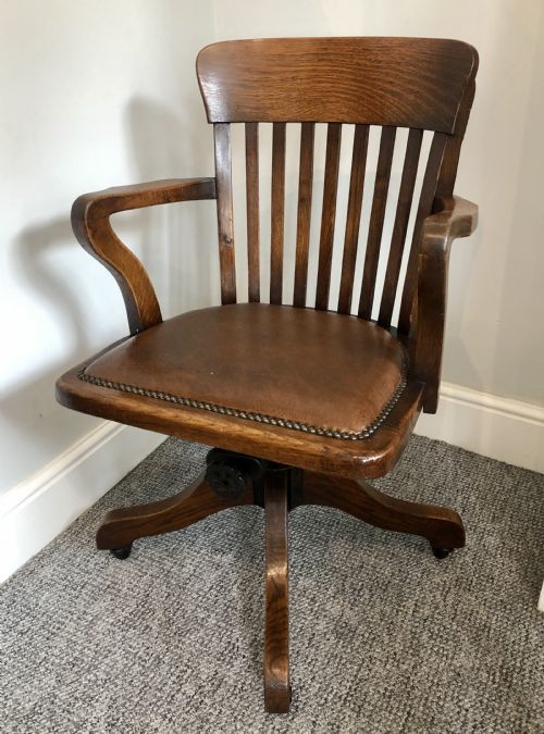 Antique Swivel and Tilt Oak Desk Chair