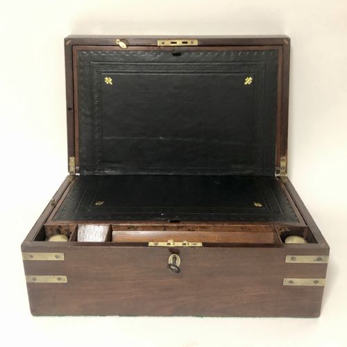 Antique Mahogany Campaign Writing Slope Box