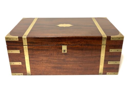 fig 1. Large Antique Campaign Mahogany Writing Slope Box