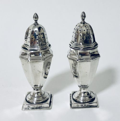 Pair Victorian Solid Silver Pepper Shakers