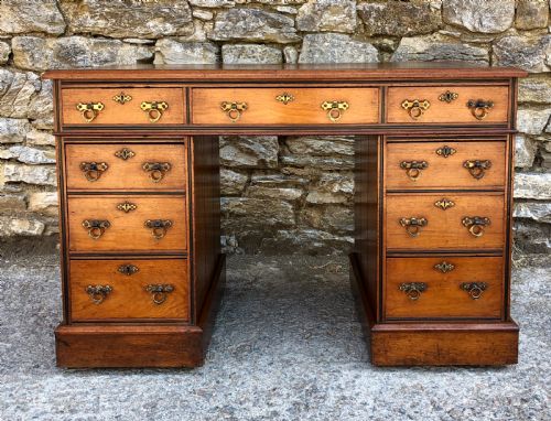 fig 1. Antique Arts and Crafts Walnut Pedestal Desk