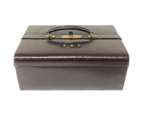 Antique Leather Gladstone Jewellery Case