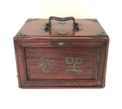 fig 1. Antique Bone and Bamboo Mahjong Set in Original Box