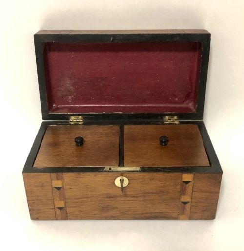 Victorian Tunbridge Ware Walnut Tea Caddy