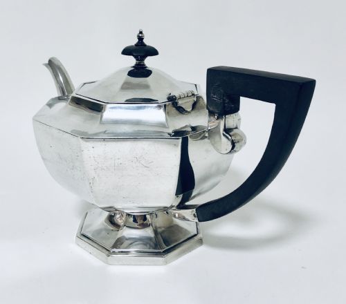 fig 1. Large Antique Art Deco Solid Silver Tea Pot