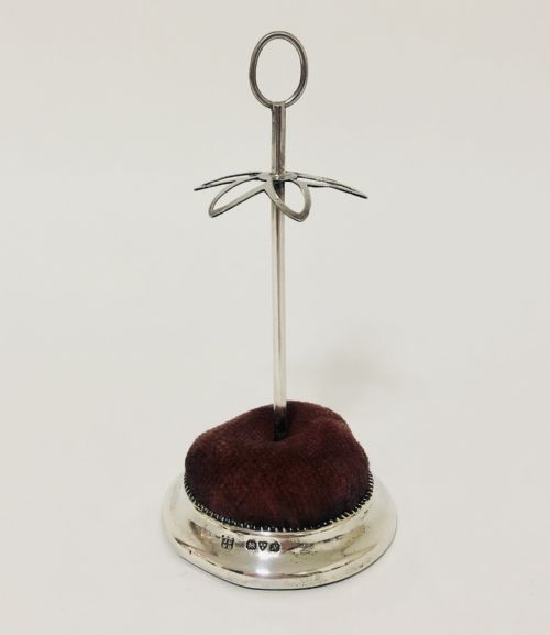 Antique Solid Silver Hat Pin Cushion Stand