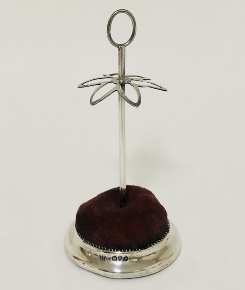 fig 1. Antique Solid Silver Hat Pin Cushion Stand