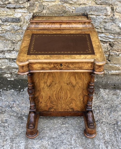 fig 1. Antique Victorian Burr Walnut Davenport Desk