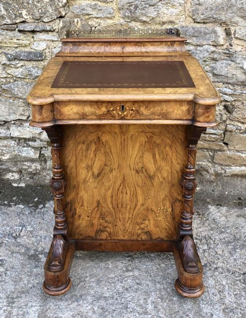 fig 2. Antique Victorian Burr Walnut Davenport Desk