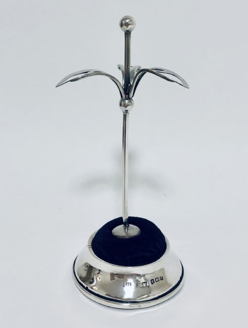 Antique Solid Silver Hat Pin Cushion Stand
