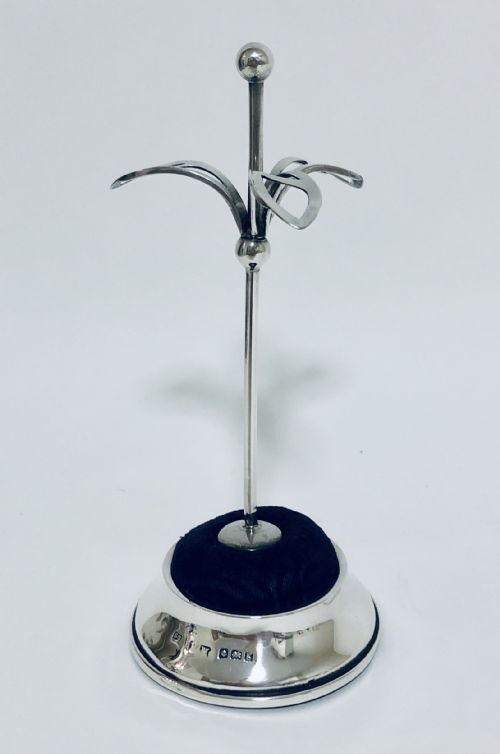 fig 1. Antique Solid Silver Hat Pin Cushion Stand