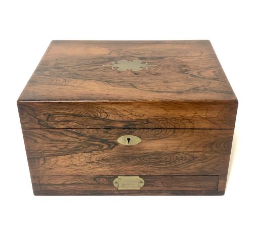 fig 1. Victorian Rosewood Vanity Box with Silver Plated interior